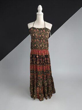 RAGA Multicolor Backless Smocked Maxi Dress Size Medium